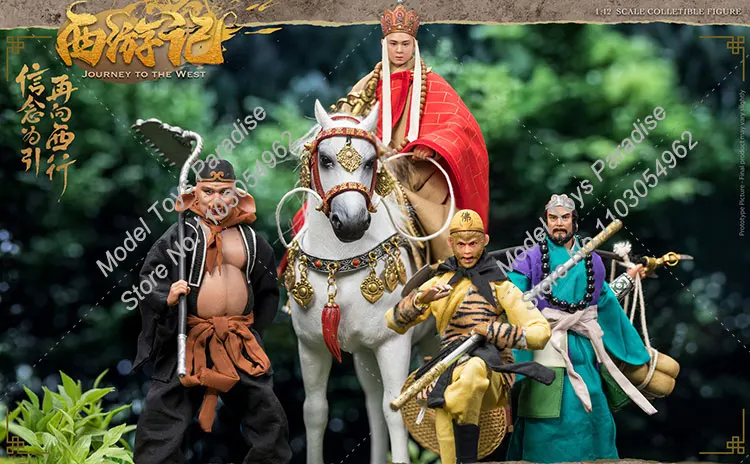 HAOYUTOYS 1/12 Men Soldier Chinese Mythology Journey To The West Tang Monk Pig Bajie Sand Monk Full Set 6inch Action Figure Toys