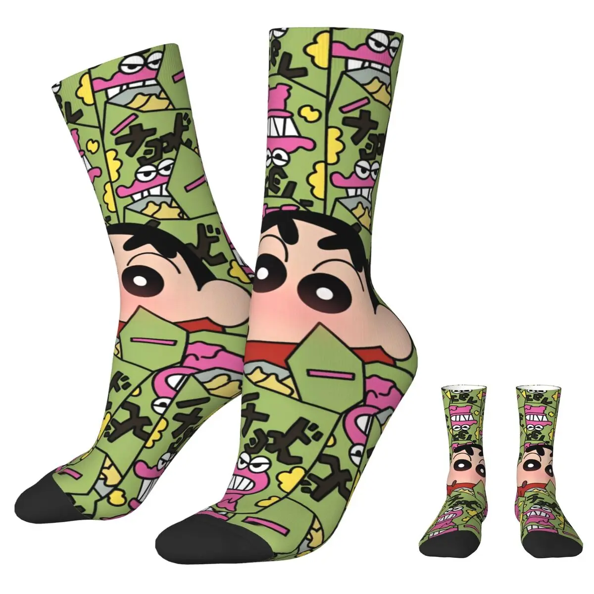 

Crayon Shin-chan Chocobi Cookie Autumn Winter Retro Women MenSocks Japanese Anime Breathable Soccer Socks