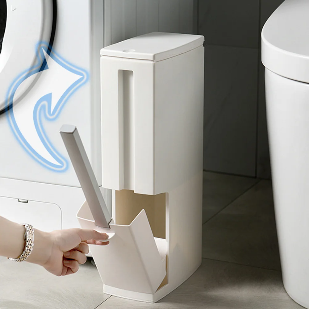 

Integrated Toilet Wastebasket Large Capacity Toilet Brush and Waste Bin Set One-Key Opening Multifunction Bathrom Accessories