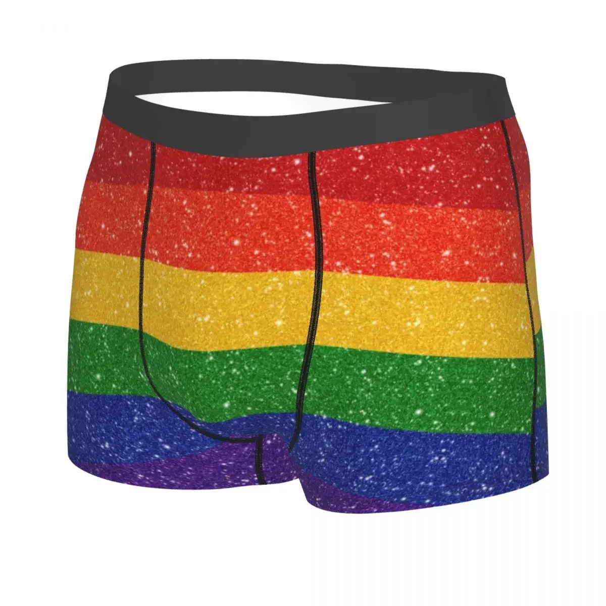 Faux Glitter Rainbow Pride Flag Underwear Sexy Breathbale LGBT Gay Lesbian Boxer Briefs Shorts Panties Soft Underpants For Male