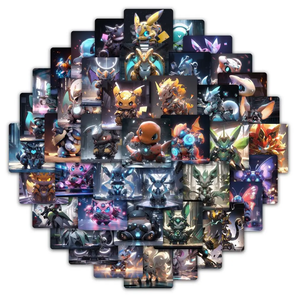 59pcs Mecha Pokemon Cartoon Waterproof Stickers Water Bottle Luggage Notebook Diy Graffiti Stickers