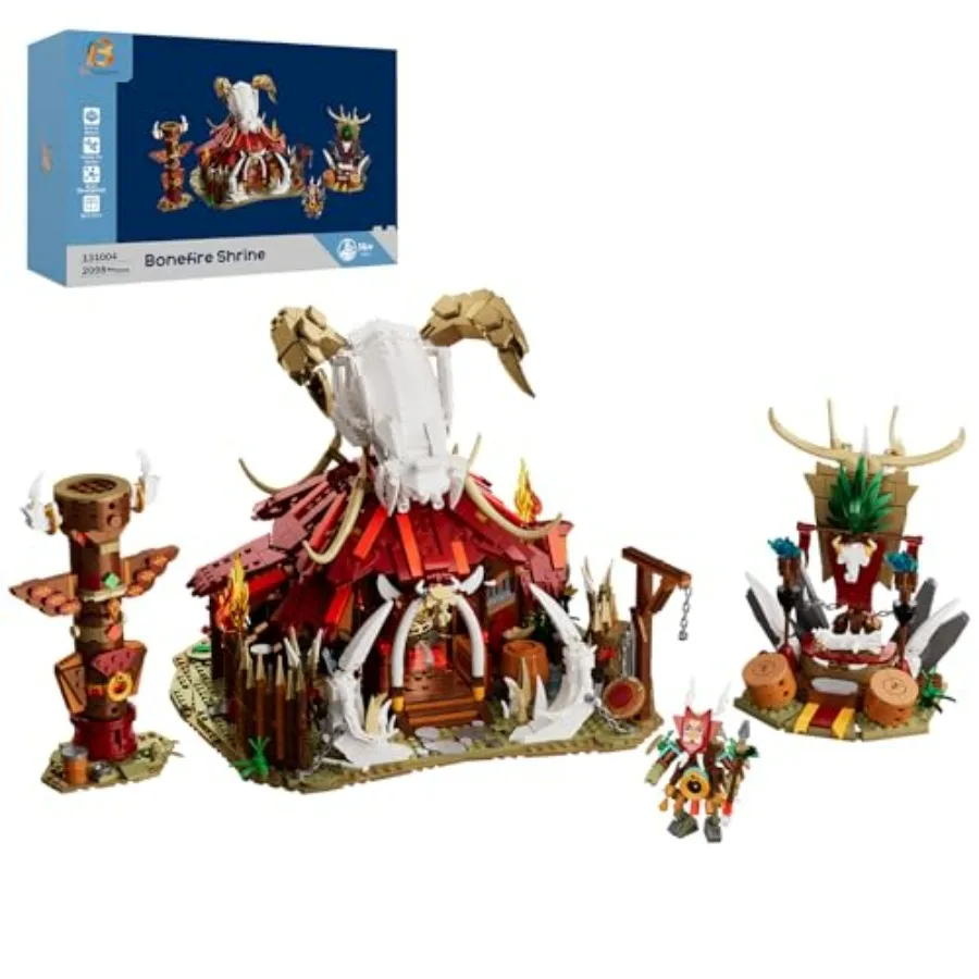 

Architecture Building Blocks Bonefire Shrine Building Sets Tribal Ritual Scene DIY Building Toys Indian Style Model Kits for Co