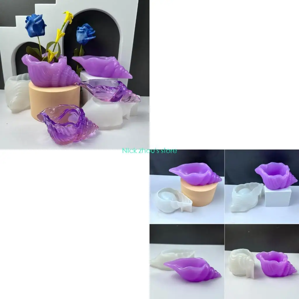 

E15E Decorative Silicone Mold Seashells Snail Shaped Trinket Box Resin Molds Jewelry Holder Epoxy Mold DIY Craft