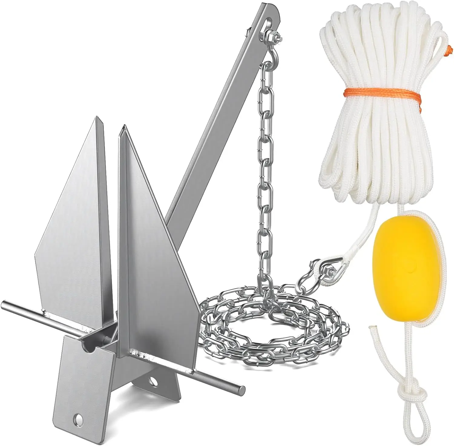 

Abimars Boat Anchor Kit, 4 Sizes Fluke Anchor with Float, Chain, Rope, Hot-Dipped Galvanized Steel Danforth Anchor for Watercraf