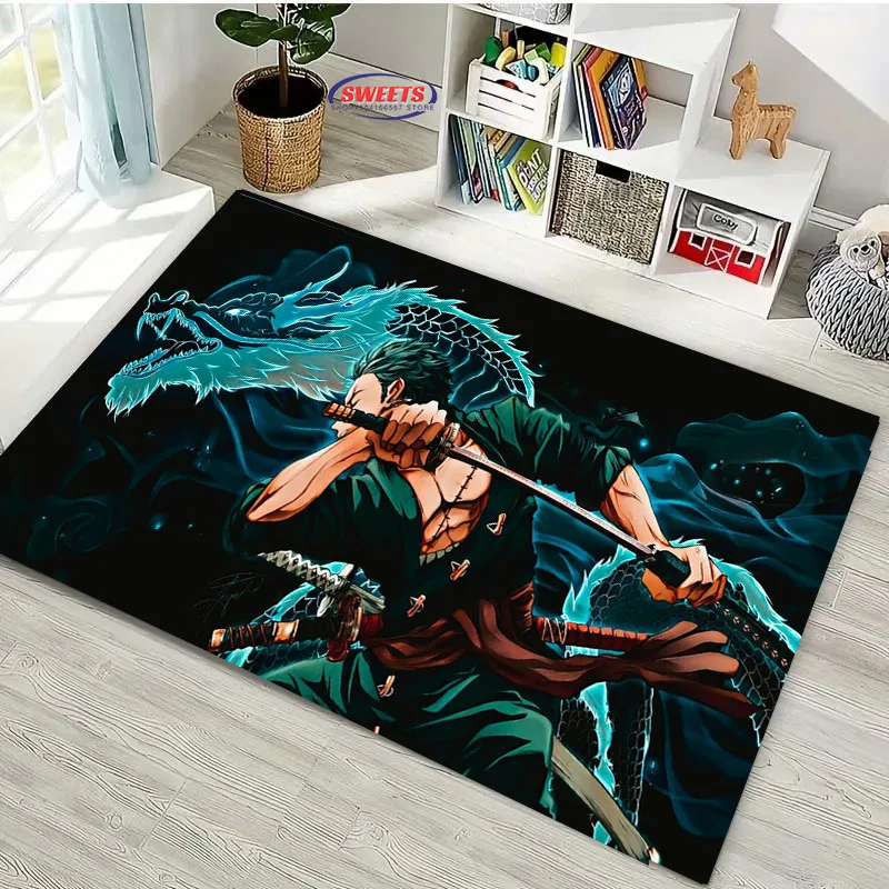 New Shelves! One Piece Roronoa Zoro Carpet, Living Room Bedroom Office Children's Room of Choice, Non-slip Machine Washable Mat