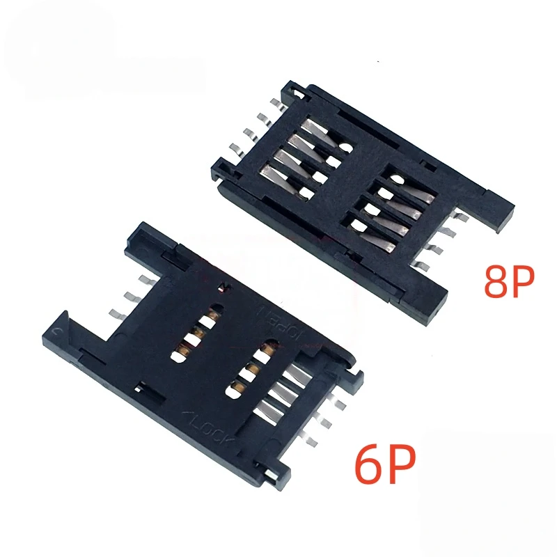 10pcs SIM Card Holder 6P 8P SMT SMD 6 PIN 8PIN Card Socket / 6pin Slot / 8pin Slot/Seats/ Holder Connector For Phone