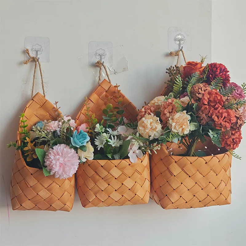 Gift Woven Flower Basket decor Flower Basket Festival Wedding Birthday Creative Gift Woven Bag Hand Gift Hanging Basket