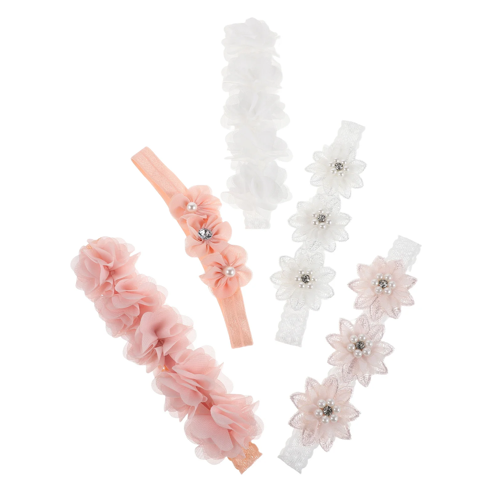 5 قطع من عصابات الرأس للفتيات الصغيرات من اللؤلؤ المرنة على شكل زهور لإكسسوارات شعر الفتيات حديثي الولادة #5