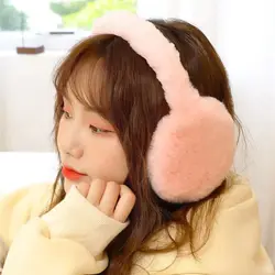 Winter Thickened Warm Ear Muffs Women's Fluffy Rabbit Fur Muffs Foldable Headphone Plush Ear Cover Fashion Ear Protection Earlap