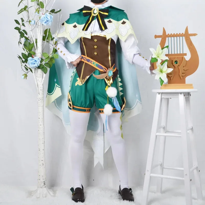 

Venti Cosplay Costume Game Genshin Impact Cosplay Twenty Venti Shorts Wig Cloak Uniform Halloween Carnival Costumes for Women