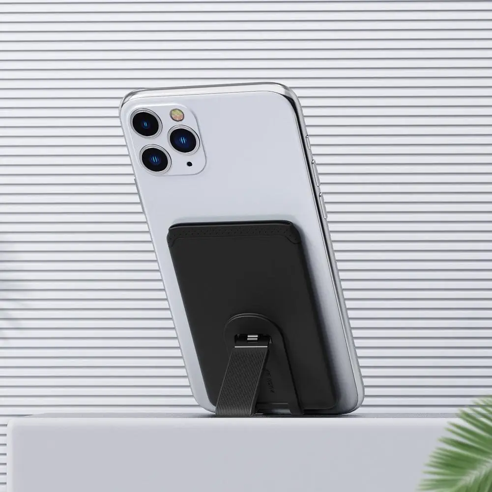 Silicone Phone Card Holder - Adhesive Sticker Pocket With Mobile Phone Stand, Fashion Credit Cardholder For iPhone Samsung view 4