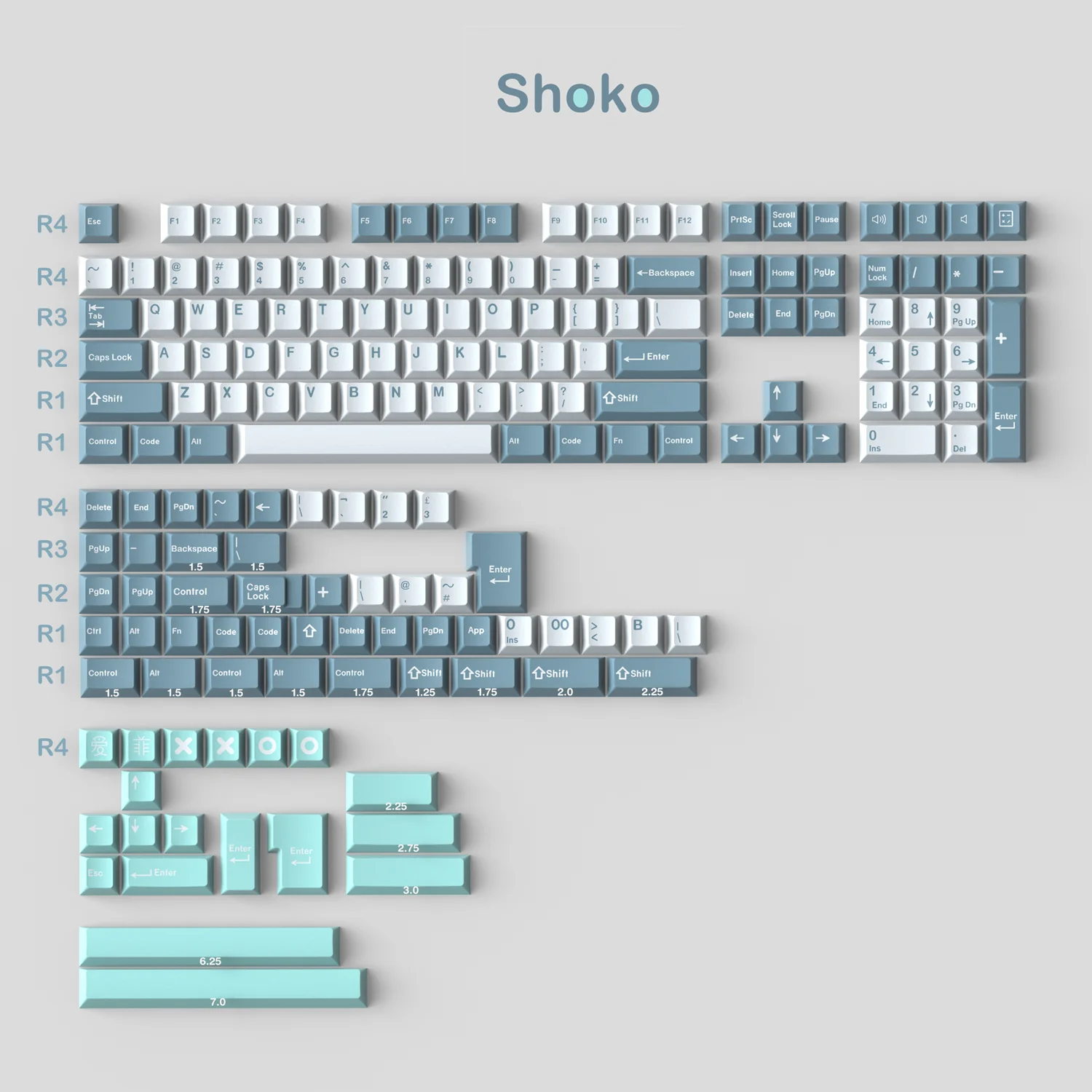 Tapas de teclas de perfil Cherry Shoko 170 unids/set para teclado mecánico Full/TKL/ 60 80 96 Percent 1800 con tecla de espacio 7U