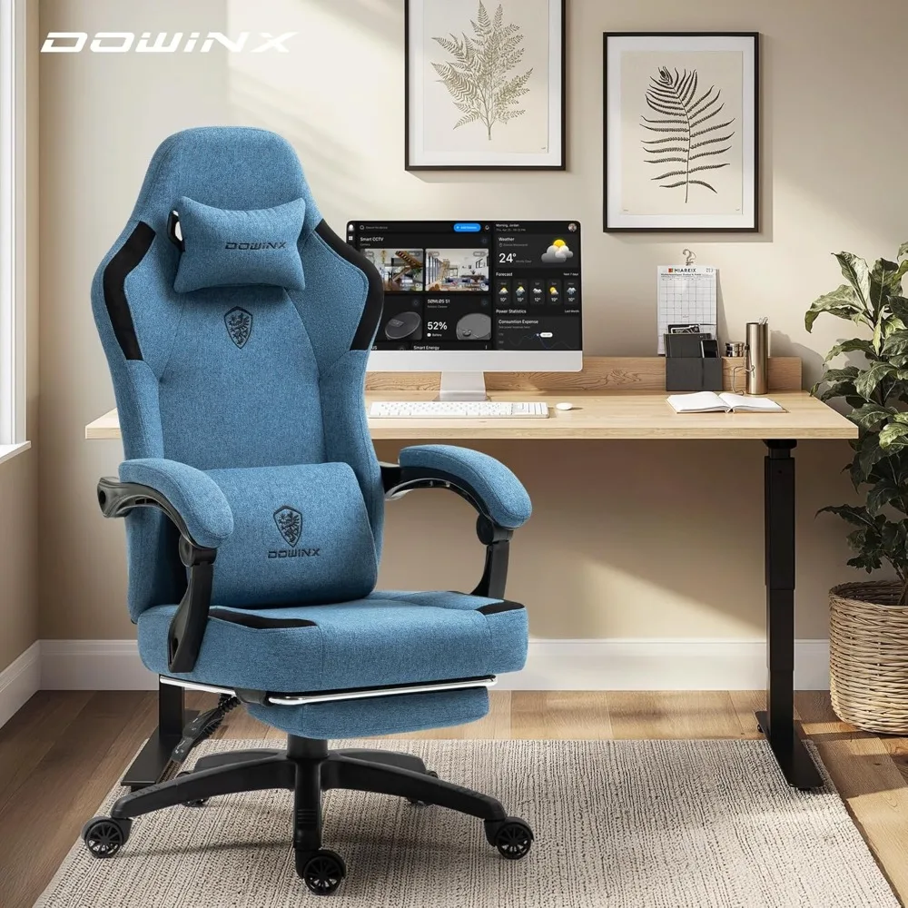 Gaming Chair with Pocket Spring Cushion, Breathable Computer Chair, Massage Lumbar Support, Footrest, High Back Ergonomic Design