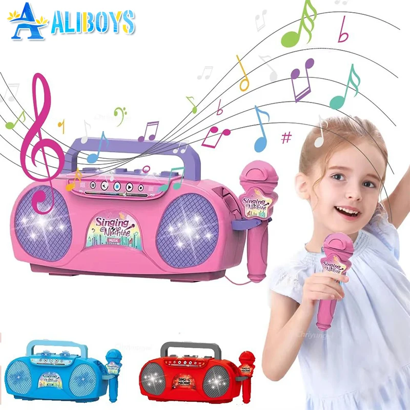 آلة غناء كاريوكي للأطفال مع ميكروفون آلة موسيقية محمولة مع لعبة تعليمية خفيفة هدية عيد ميلاد للفتيات والأولاد #1