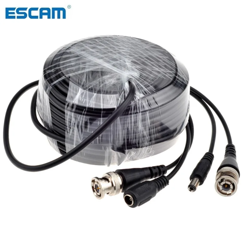 ESCAM BNC Cable 5M/10M/15M/20M/30M/40M/50M Optional CCTV Cable Video Output DC Plug Cable for AHD/Analog BNC System DVR Kit