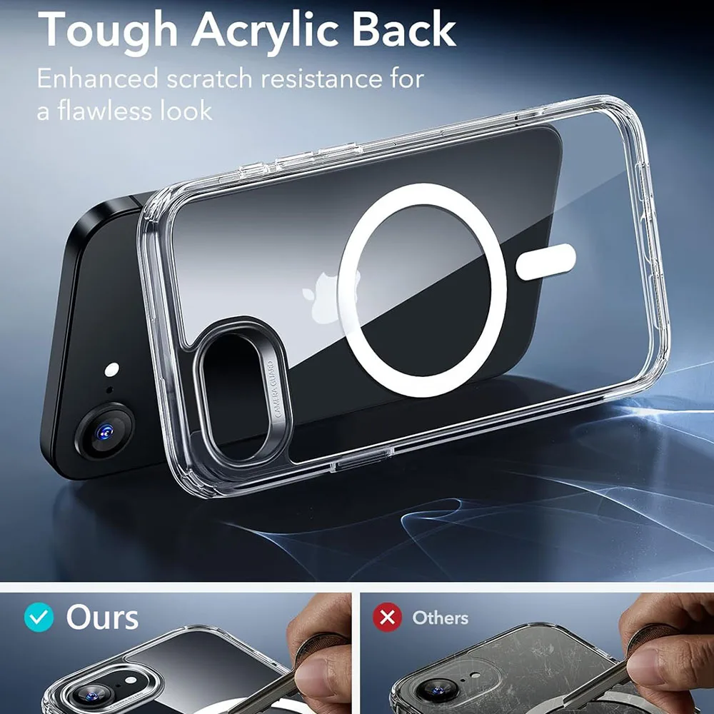 Für Magsafe Stoßfeste Schutzhülle Harte Transparente Acryl-Abdeckung 17E Luxuriöse Magnetische Hülle Für iPhone 17E 16E