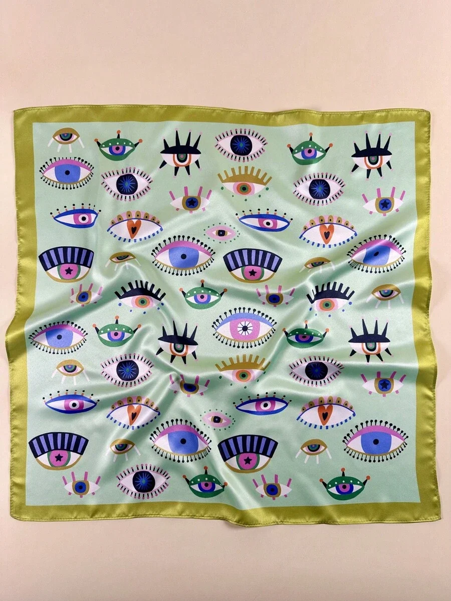 

1pc Women's Y2K Eye Print Elegant Satin Scarf, Neckerchief, Headscarf, Hair Accessory, Valentine's Day Gift,Beach,Holiday