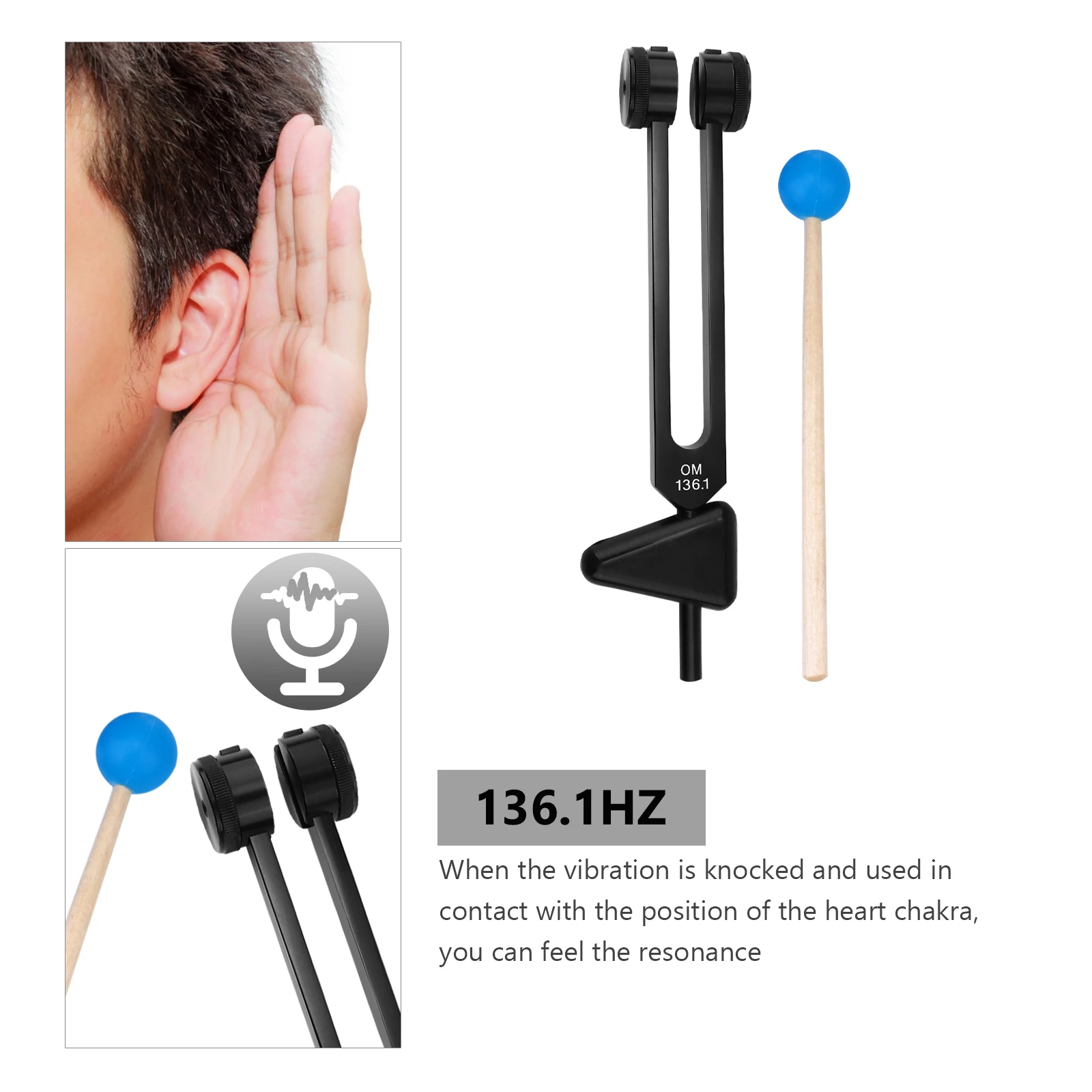 

1Set Yoga Healing Turning Fork Set Om 136.1Hz Aluminum Alloy Vibration Therapy Sound Healing Medical Instrument