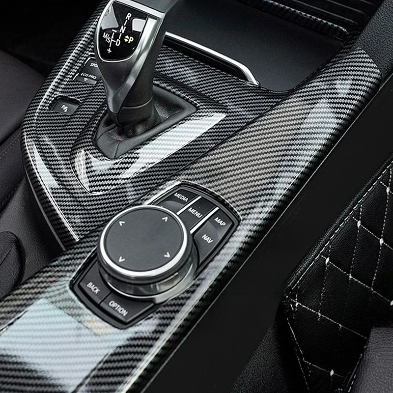 Image of Carbon Fiber Gear Shift Panel Abdeckung Trim Aufkleber Für BMW F30 F31 F32 F36 3 4 Serie 2013-2019 auto Innen Form Zubehör