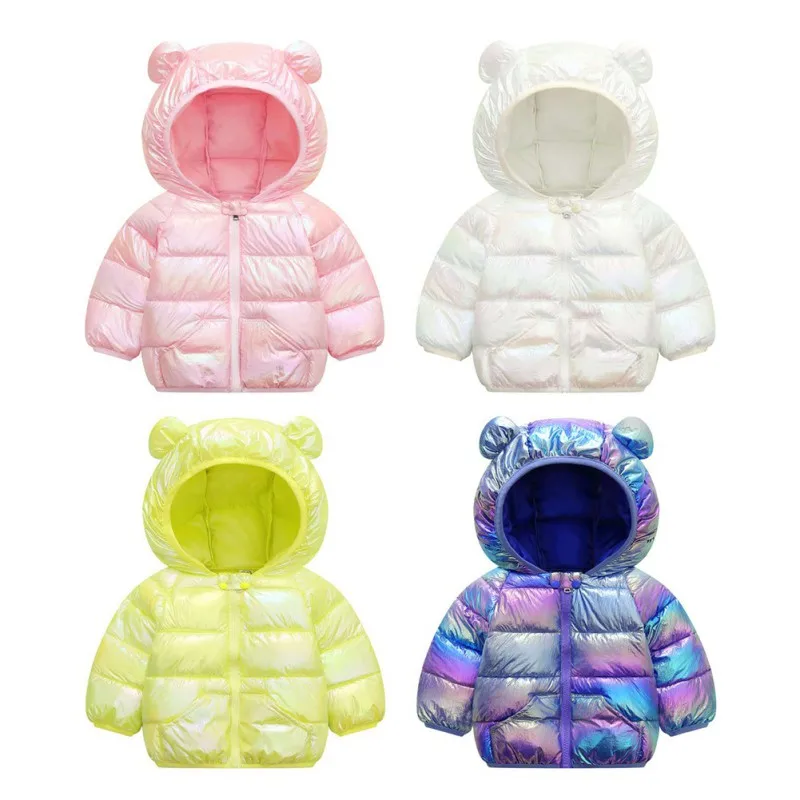 1-5Y Boys Girls Lightweight Down Jacket Children\'s Autumn Winter Fashion Smooth Colorful Fabric Cotton Coat Kids Top Clothes