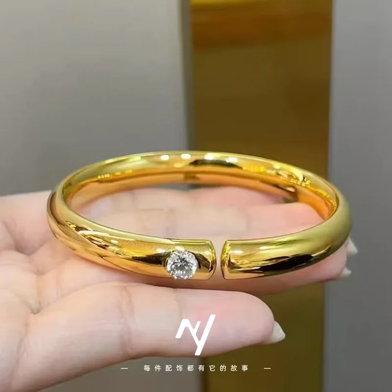Femininity all kinds of senior sense  pigment ring bracelet 9999gold
