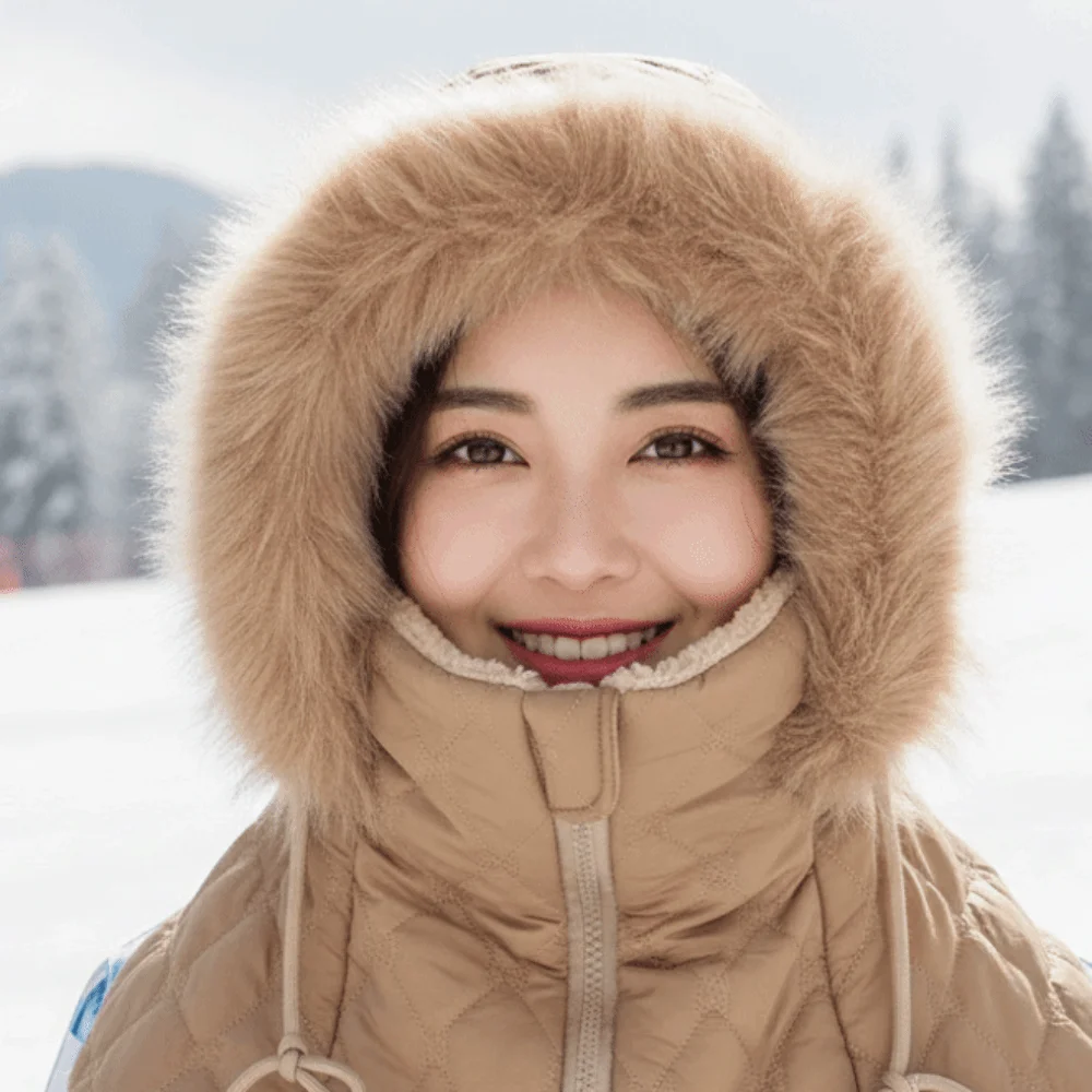 Thick Plush Hooded Scarf Hat Fleece Lined Full Coverage Unisex Balaclava Elastic Fit Zipper Closure Winter Face Mask Men