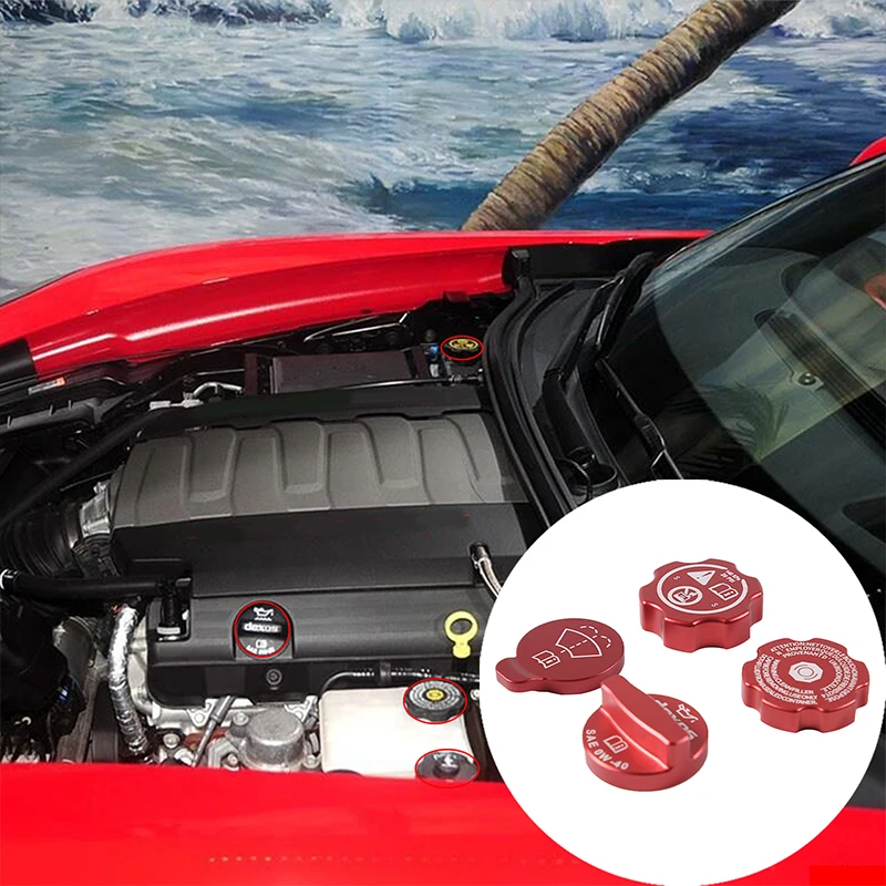 For Chevrolet Corvette C7 2014-2019 Aluminum Alloy Engine Plug Protect Cap Accessories Tank Bottle Coolant Fuel Oil Cap