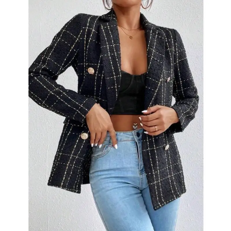 

Cross-Border U 4308 Tweed Suit Jaet Double-Row Buttons Asymmetrical Design Soft Woolen Casual Sportswear for Men Autumn Se...