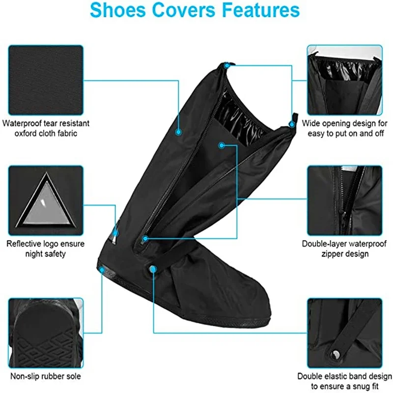 Rain Boot Shoe Cover for Motorcycle Cycling Bike Men Women Waterproof Shoes Dust Covers Reusable Shoes Protector Reflector Cover