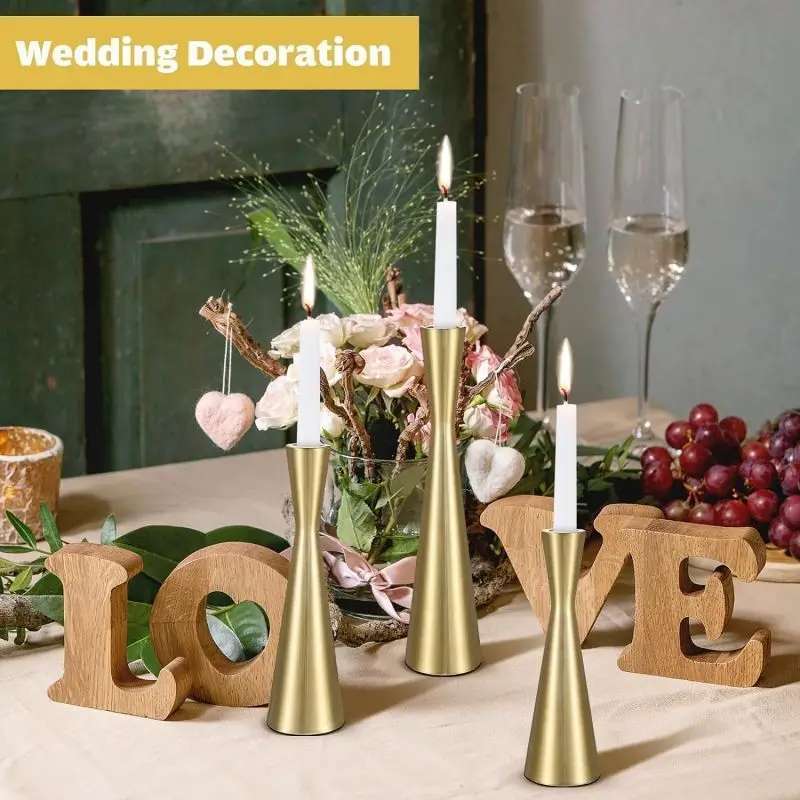 2/3pcs Gold Luxury Slim Waist Candle Holder Set Minimalist Candlestick Flower Vase for Home Centerpiece Table Decor New Fashion