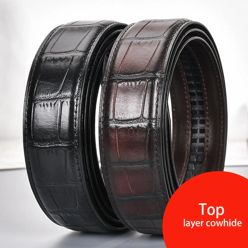 Top layer cowhide belt for men,No buckle,collocation Automatic buckle,only belt,collocation Western-style clothes