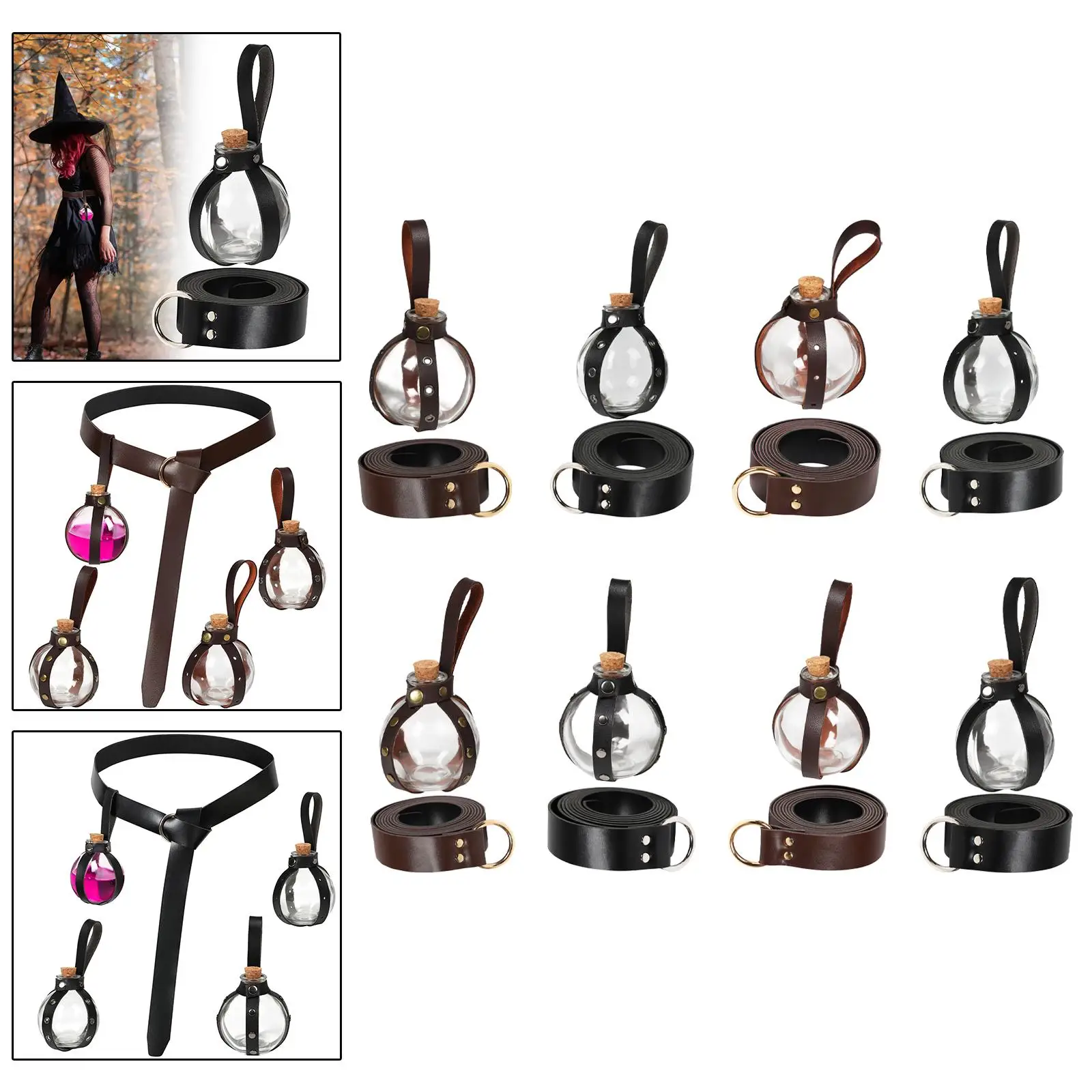 Cintura vichinga Accessori medievali Cintura in pelle PU da cavaliere decorativa trasparente con