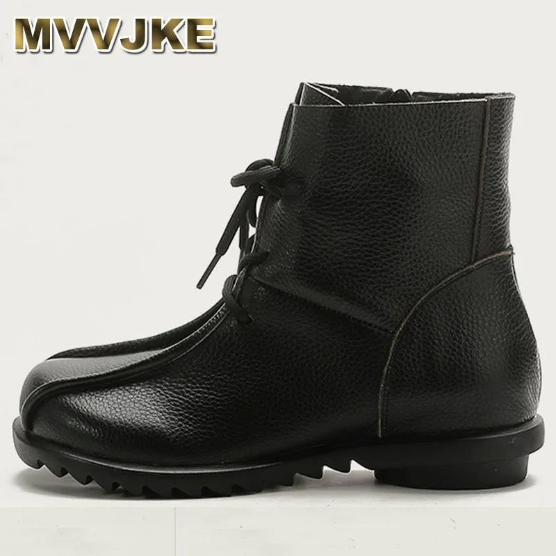

Winter Flat Boots for women Casual Ankle Boots Fashionable Genuine Leather Short Boots Warm Cotton Shoes Mom Shoes Plush