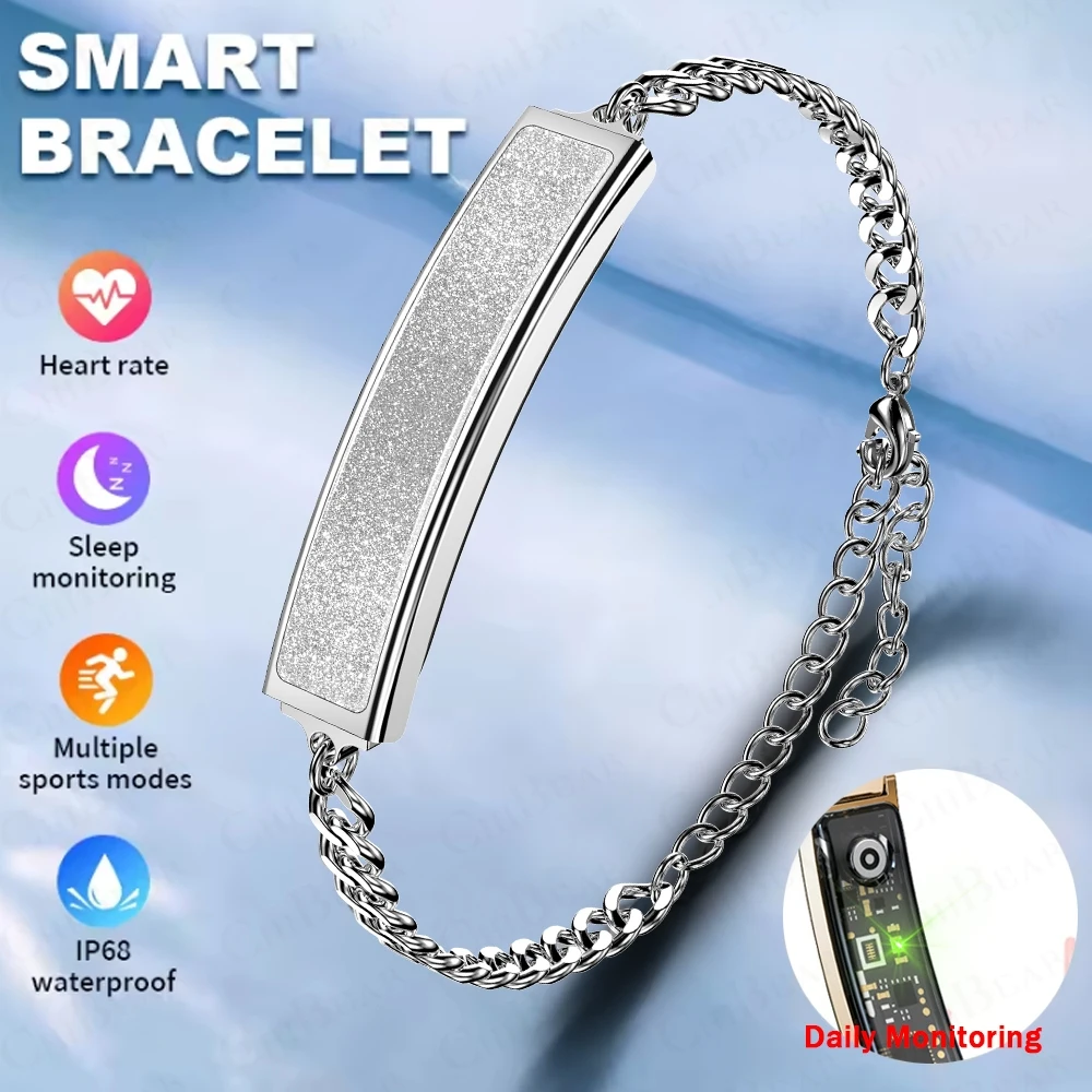 

Fashion Ladies Fitness Tracker Step Tracker Heart Rate Blood Oxvgen Stress Sleepl Monitor Waterproof New Smart Bracelet Wome