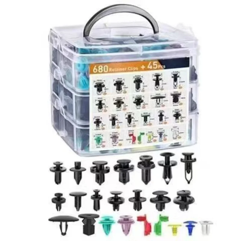 725pcs Car Fastener Clip Kit Fender Rivet Plastic Clips Auto Body Push Retainer Pin Rivet Bumper Door Trim Panel Repair