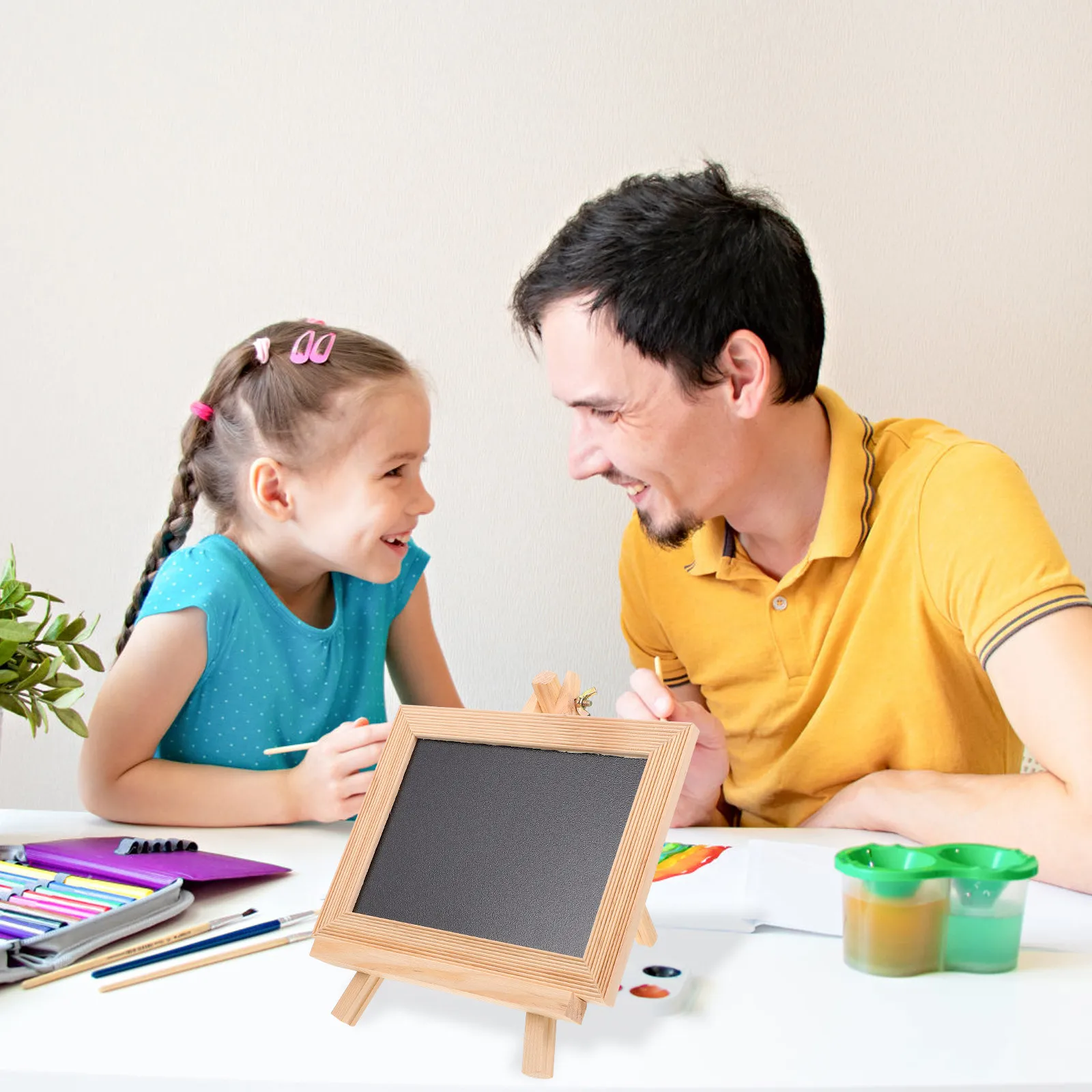 1Set Small Blackboard Children Painting Drawing Board Solid Wood Multi Function Chalkboard Writing Board Compact Tabletop