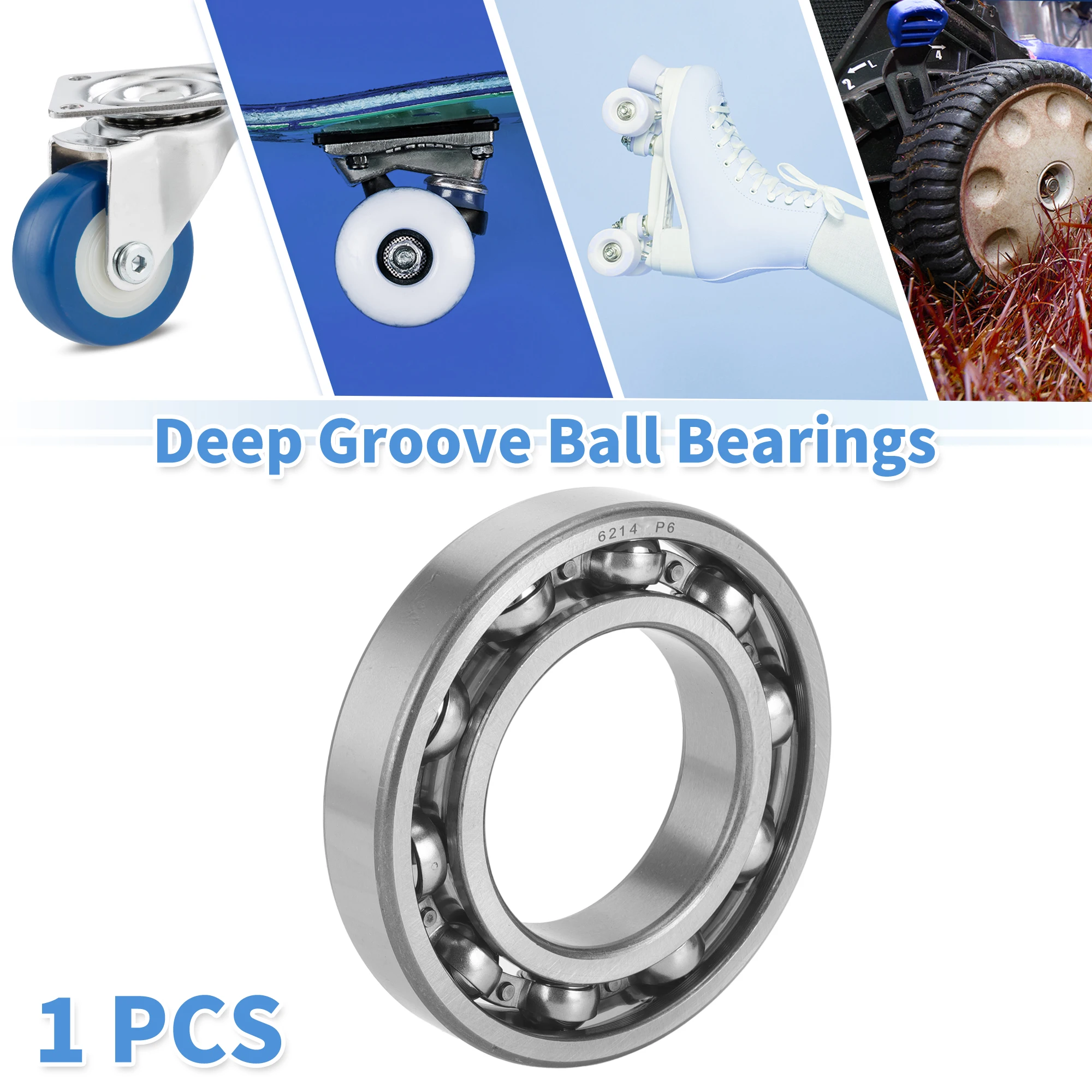 Motoforti 6214 Deep Groove Ball Bearings P6 70x125x24mm Lubricated Bearings Open Type Silver Tone Scooter Skateboard Wheel