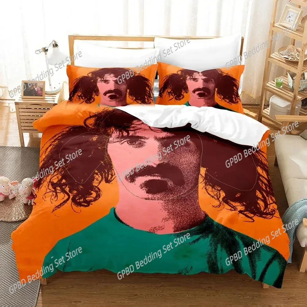 

3D Print Frank Zappa Singer Bedding Set Duvet Cover Bed Set Quilt Cover Pillowcase Comforter king Queen Size Boys Adult Bedding