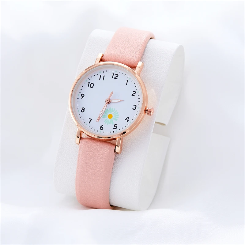 Dames Niche Eenvoudig Digitaal Dameshorloge Klein Daisy Belt Quartz Fashion Watch