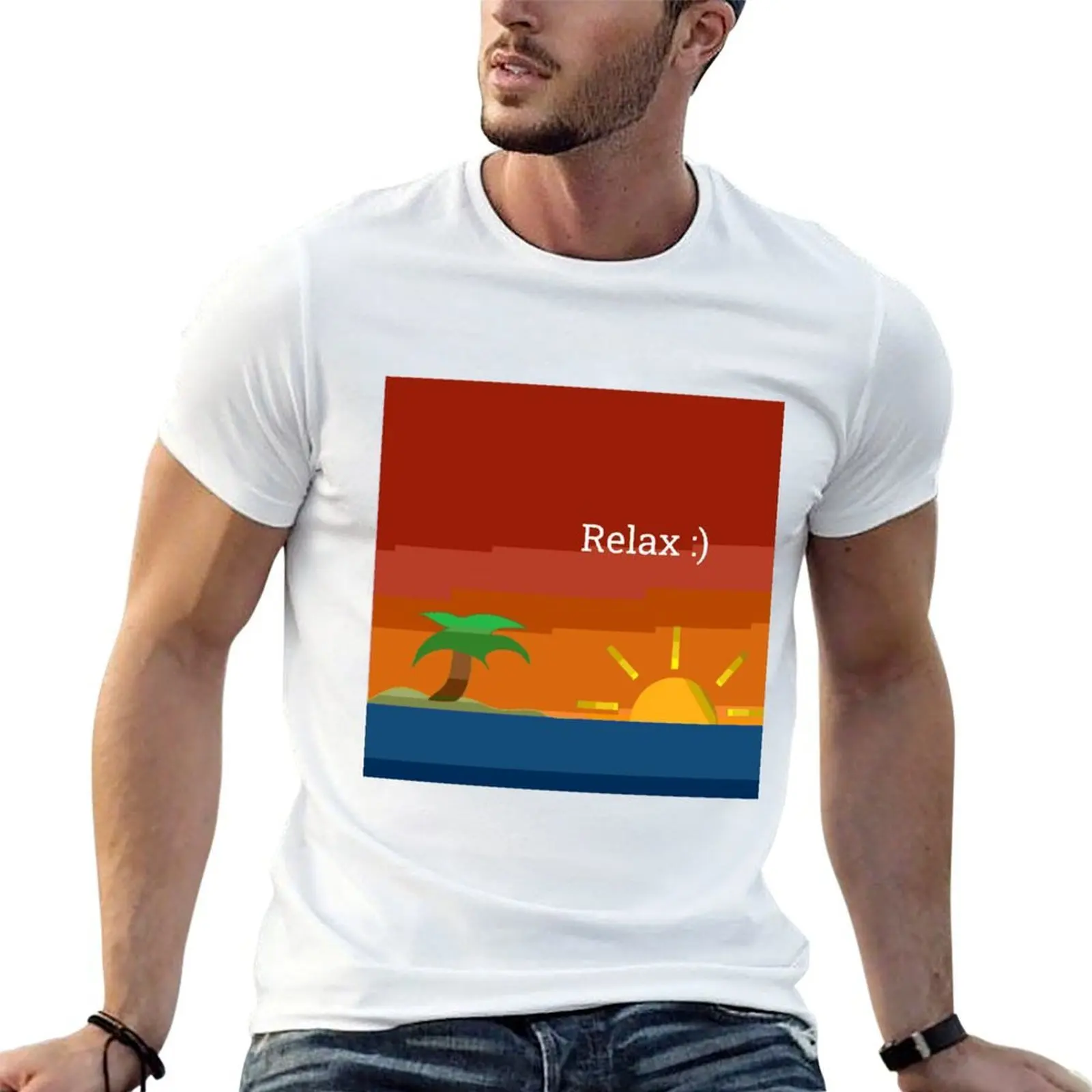 

Relaxing Pixelated Beach Vista T-Shirt t shirts for man pack white t shirts for man graphic funny T-Shirt