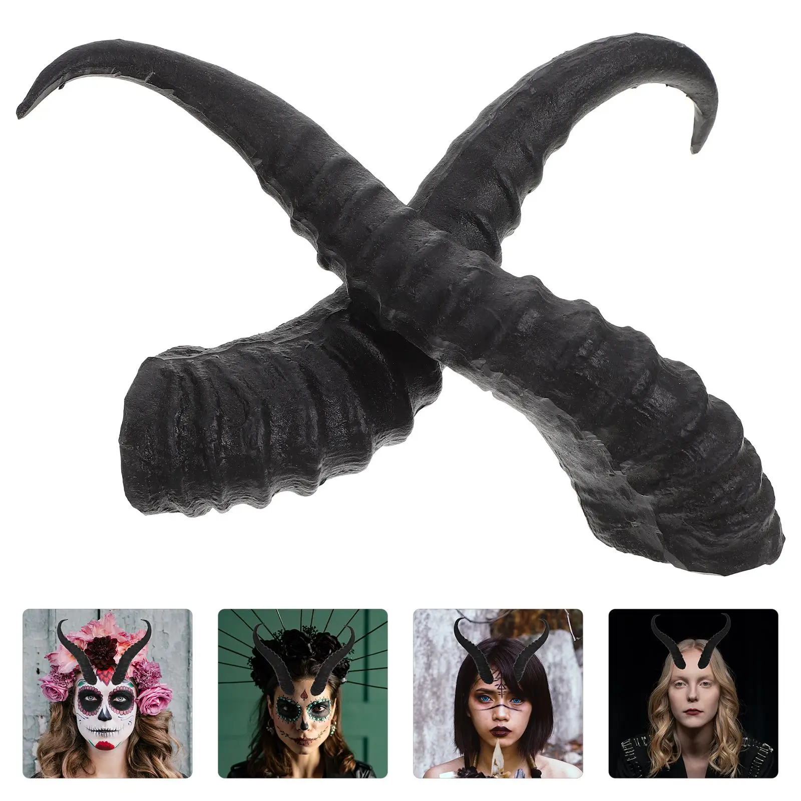 1 Pair Artificial Sheep Antlers Horns Halloween Cosplay Costume Sheep Horn Headband  Headband Halloween Cosplay Party Supplies