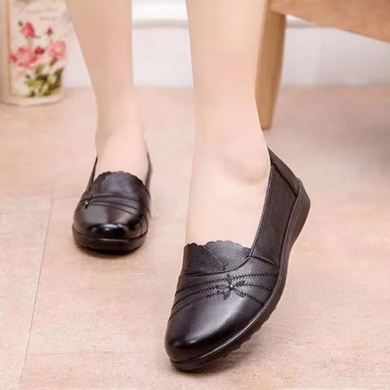 Comemore Leather Flat Ladies Loafers Women Falts 2024 Spring Summer Female Casual Soft Woman Shoes Slip on Shoe Zapatos De Mujer