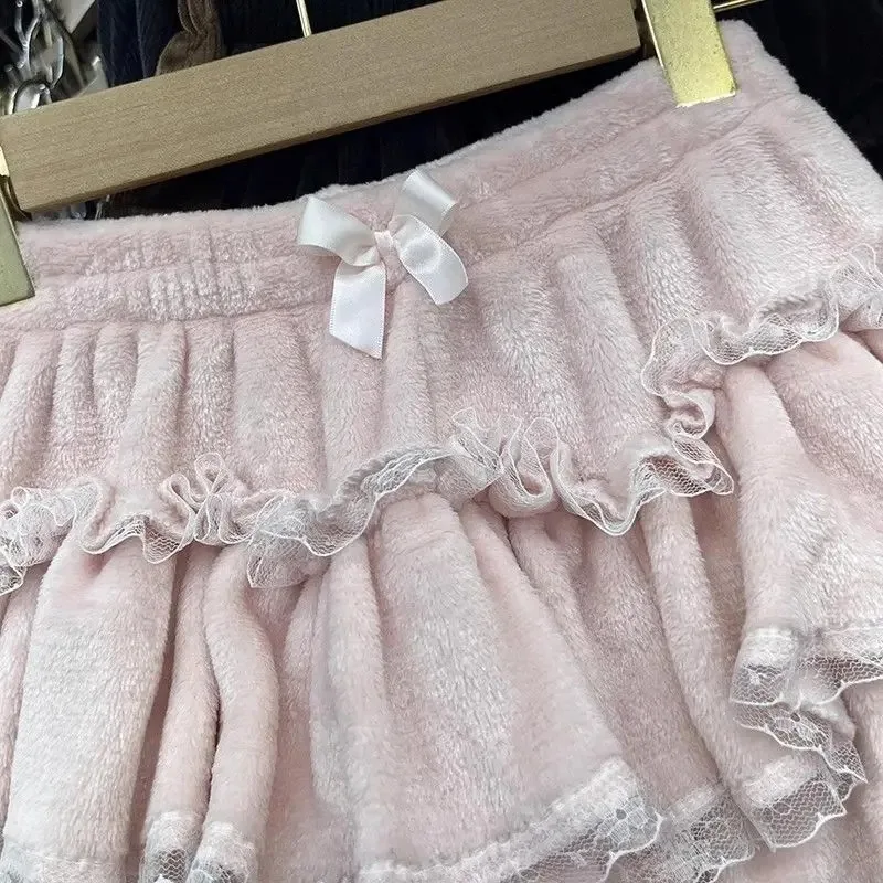 2025 Faldas Mujer De Moda gruesas dulces Faldas De Mujer Patchwork encaje lindo Saia volantes Patchwork encaje Mini Falda japonesa Jupe