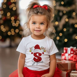 Personalized Kids Christmas Shirts Letter with Name Child Clothes Tops Boys Girls Xmas Party Outfit Children Holiday T-shirt Tee