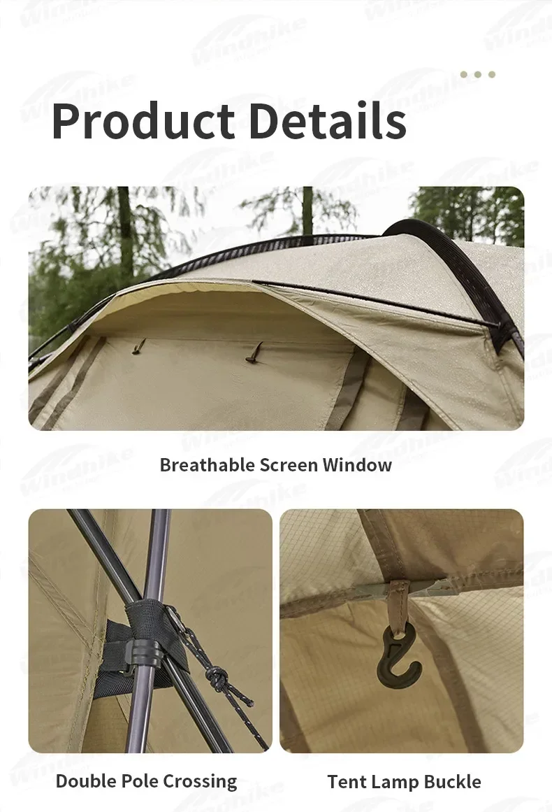 Naturehike Widder-Tunnelzelt, Camping, Outdoor, für 4–6 Personen, großes Raumzelt, 4-Jahreszeiten-Zelt, erweitertes Zelt, Familien-Reisezelt, wasserdicht – Detail 22