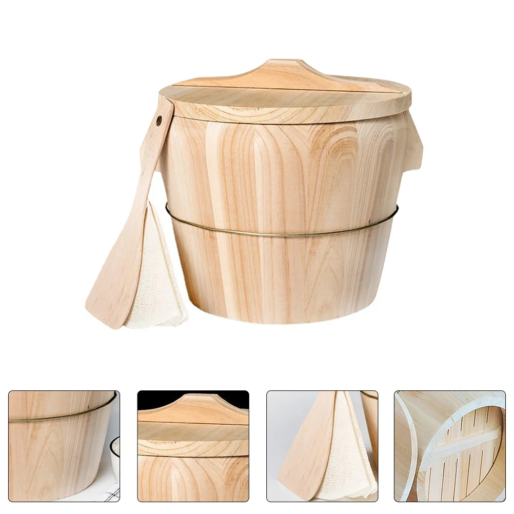 

Big Eater Rice Steamer Sushi Steamed Cask Wooden Cooked Container Bucket for Kitchen