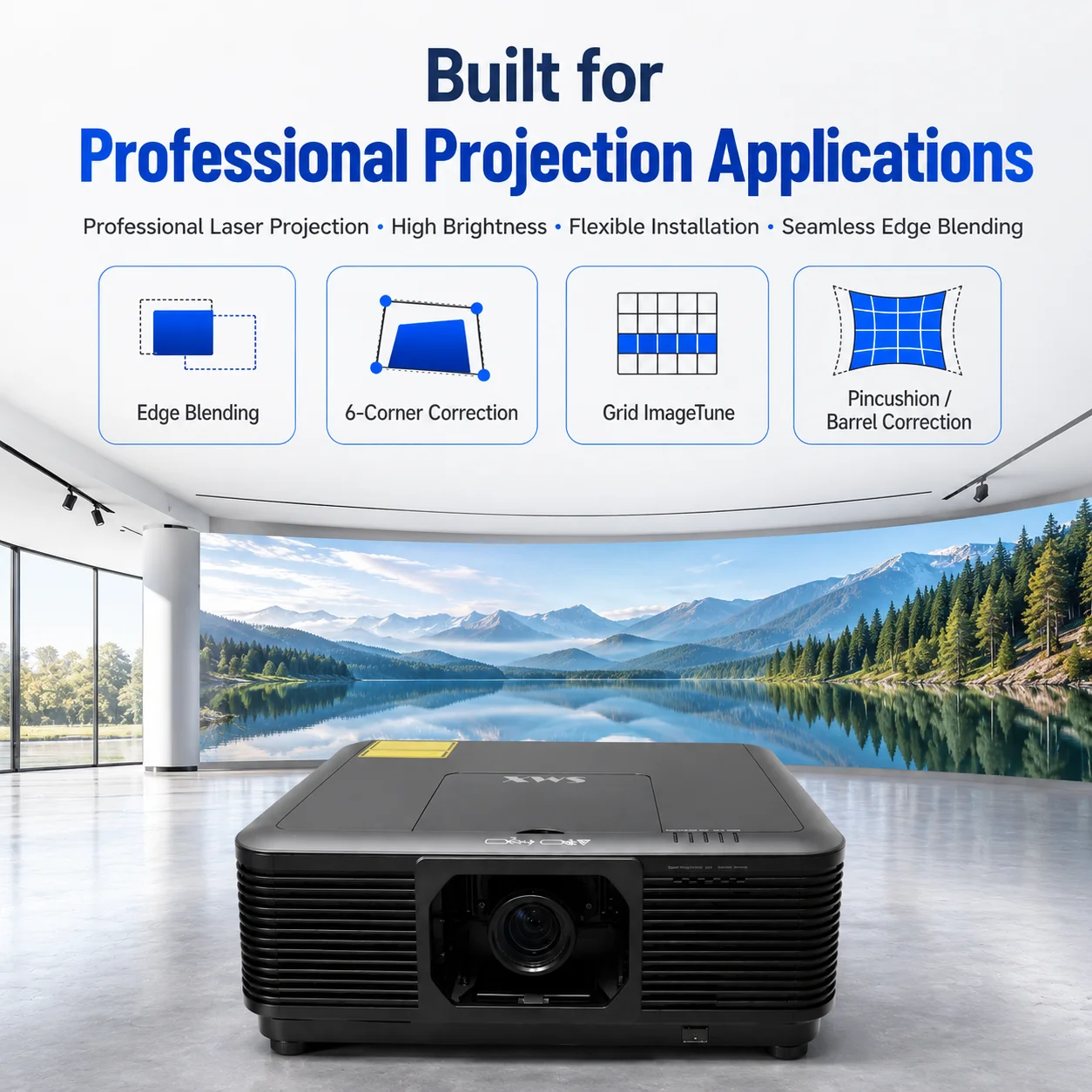 10000 Lumens 4K 3LCD Laser Projector Sealed Dustproof Dual Color Laser 20000H Edge Blending 6 Corner Correction OEM ODM