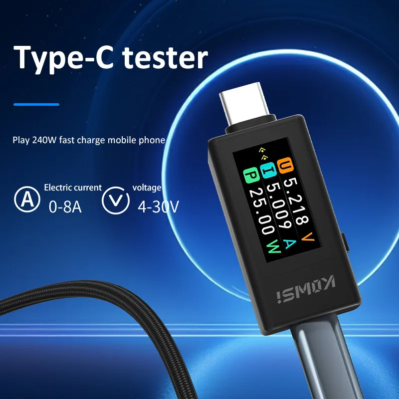 KWS-1902L Multi-function Type C Tester DC 4-30V 0-8A Color Screen Voltage Ammeter Power Meter Type-c Cell Phone Charging Tester