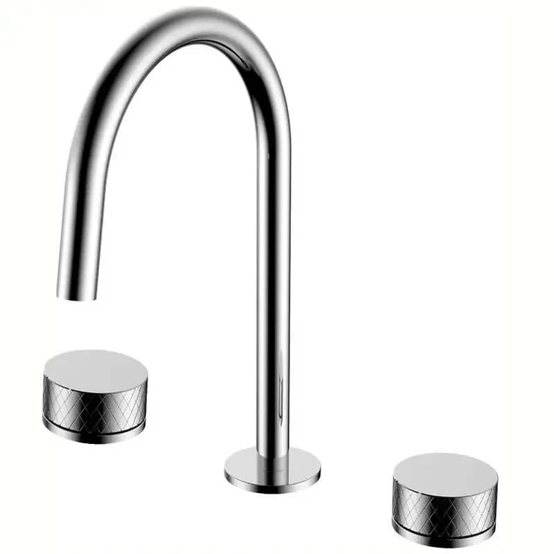 Modern Luxury Bathroom Basin Faucet Brass Double Handle Hot and Cold Water Tap for Hotel