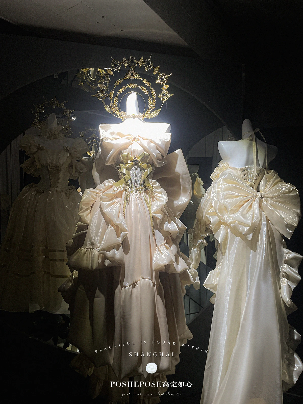 高品質重工業ゴールド妖精ドレス女性スリムフィットエレガントなビッグリボントレーリング Lo ドレス女性の花のウェディングドレス